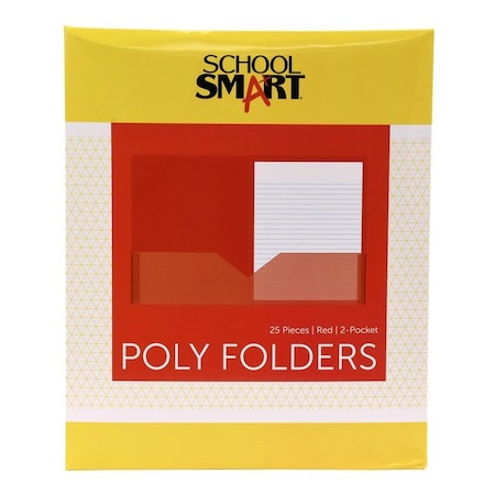 School Smart FOLDER  TWO-POCKET POLY RED PACK OF 25 PK 2019637